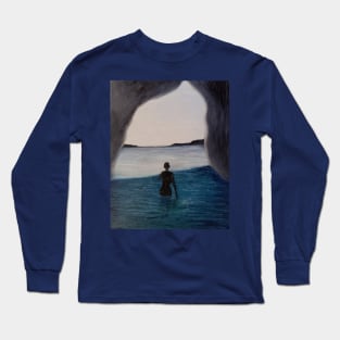 Lurking in the shadows oil painting by Tabitha Kremesec Long Sleeve T-Shirt